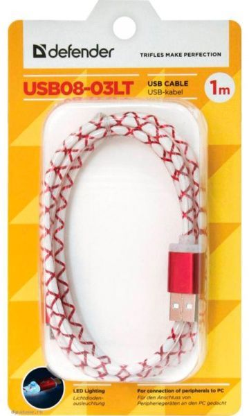 Кабель Defender microUSB 2.0 AM-micro BM 08-03LT 1 м червоний 