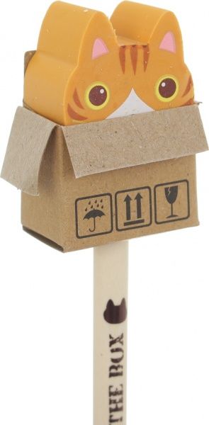 Олівець чорнографітний з гумкою Кіт в коробці в асортименті