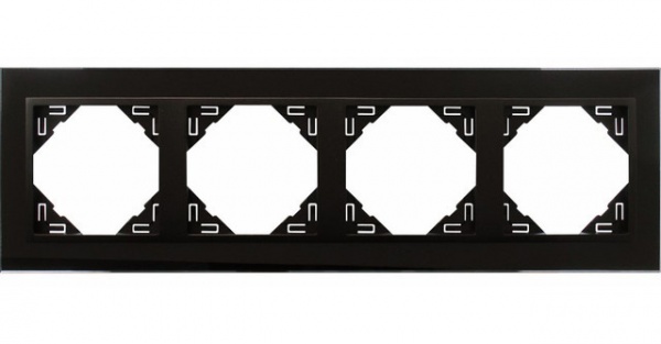 Рамка чотиримісна Efapel Logus Crystal універсальна чорне скло L90940 TEP