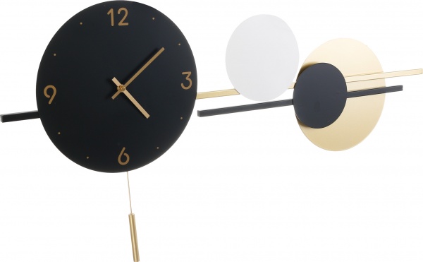 Часы настенные металлический 90х54 см черно-бело-золотой