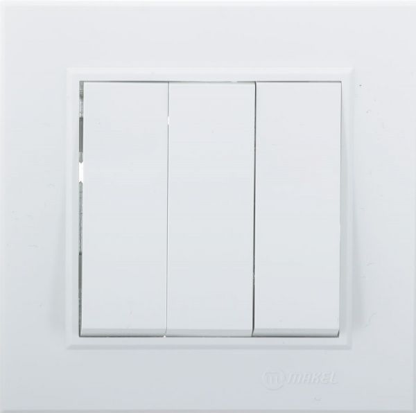 Вимикач триклавішний Makel Karea без підсвітки 10 А 220В білий