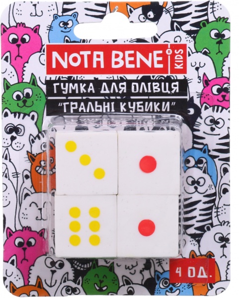 Гумка для олівців Гральні кубики 4 шт Nota Bene