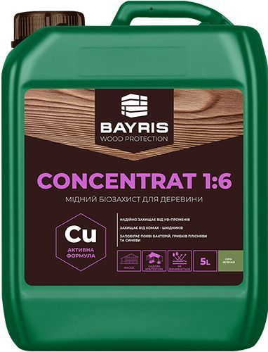 Біозахист мідний Bayris для деревини зелений 5 л