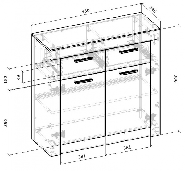 Комод Грейд Марлин 930х900х348 мм дуб артизан/белый альба 
