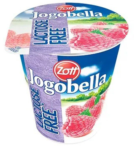 Йогурт ТМ Zott Йогобелла безлактозний в асортименті зі смаком (полуниці, персика, малини, вишні) 2,7%, 150г 