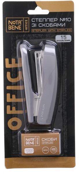 Степлер №10 15 листов со скобами Nota Bene