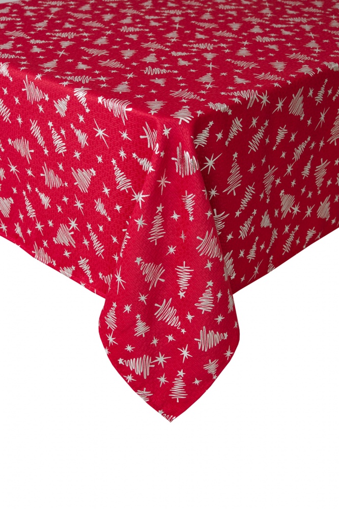 Скатерть Inari 140x220 см красный с серебряным Luna