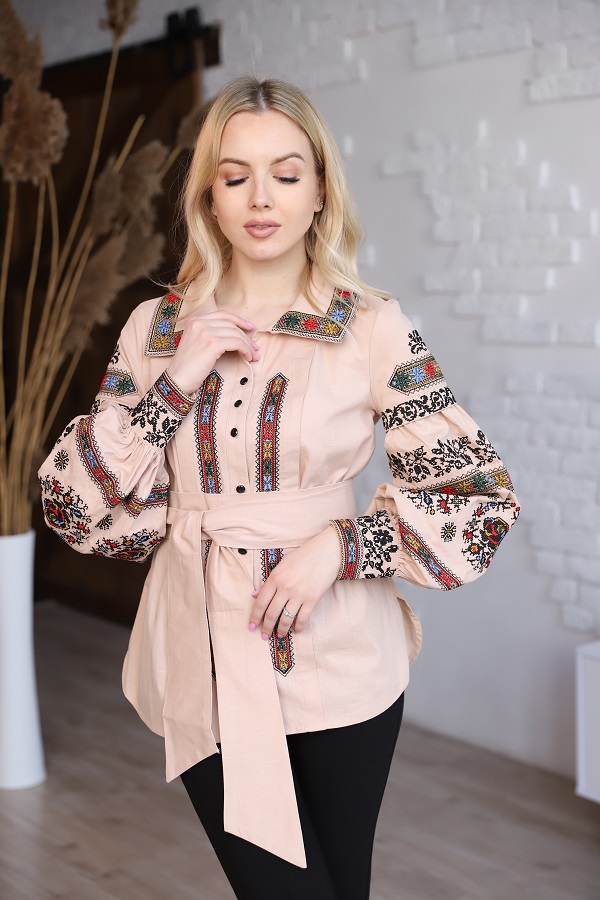 Вишиванка Galychanka Сокальська ружа р. L бежевий Wb-0351