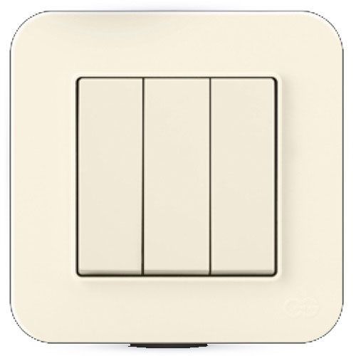 Выключатель трехклавишный Gunsan RADIUS без подсветки 10 А 250В кремовый 01 37 12 00 100 160