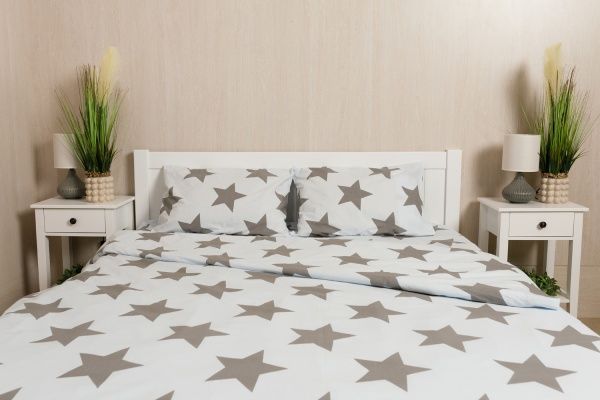 Комплект постельного белья Звезда евро голубой с серым Rigel 