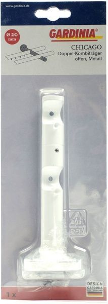 Тримач для карниза Gardinia Chicago відкритий подвійний набірний d20 мм білий 