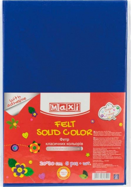 Фетр на клейкій основі 180г/м2 MX61824 20х30 см синій