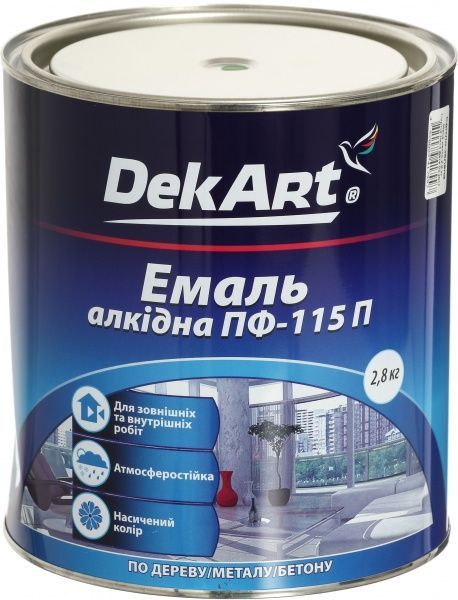 Емаль DekArt алкідна ПФ-115П світло-зелений глянець 2,8кг