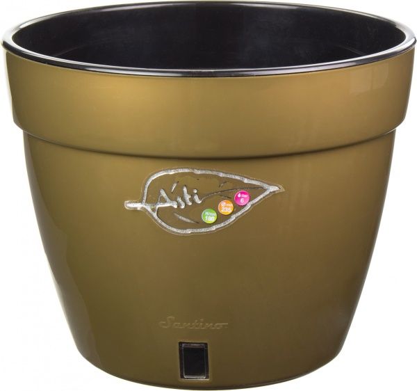 Горщик пластиковий Santino Асти круглий 6л золотистий/чорний 
