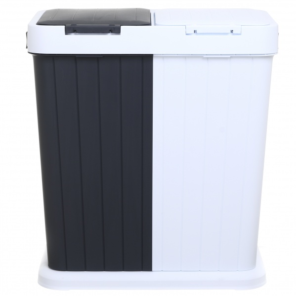 Корзина для белья RIO двойная универсальная TWINS 561х342х589 мм 80 л белый/графитовый 