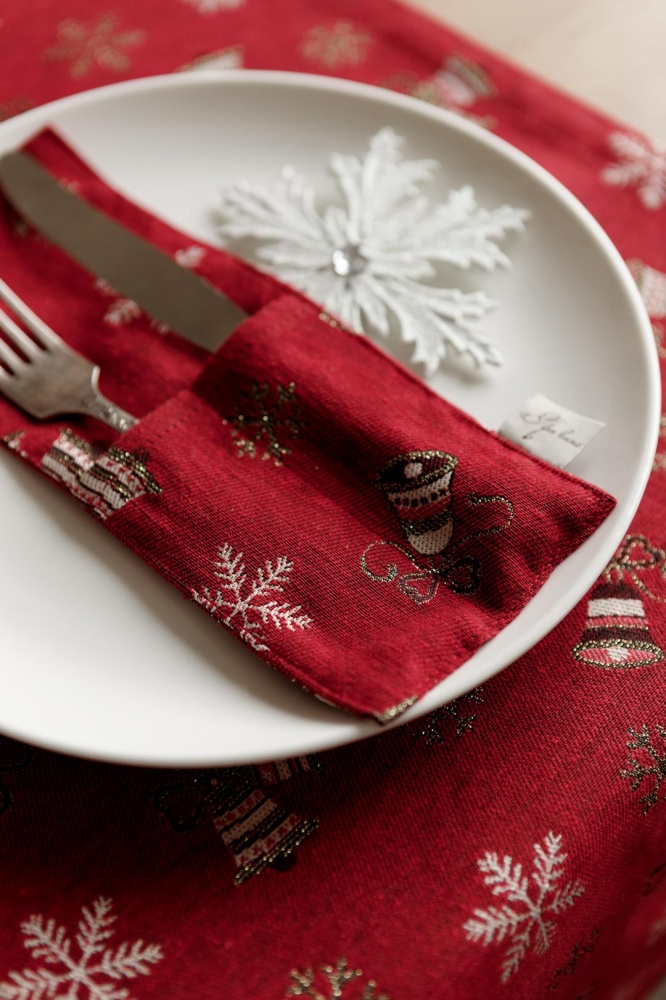 Чохол для приборів Прованс Дзвіночки на червоному 10x24 см