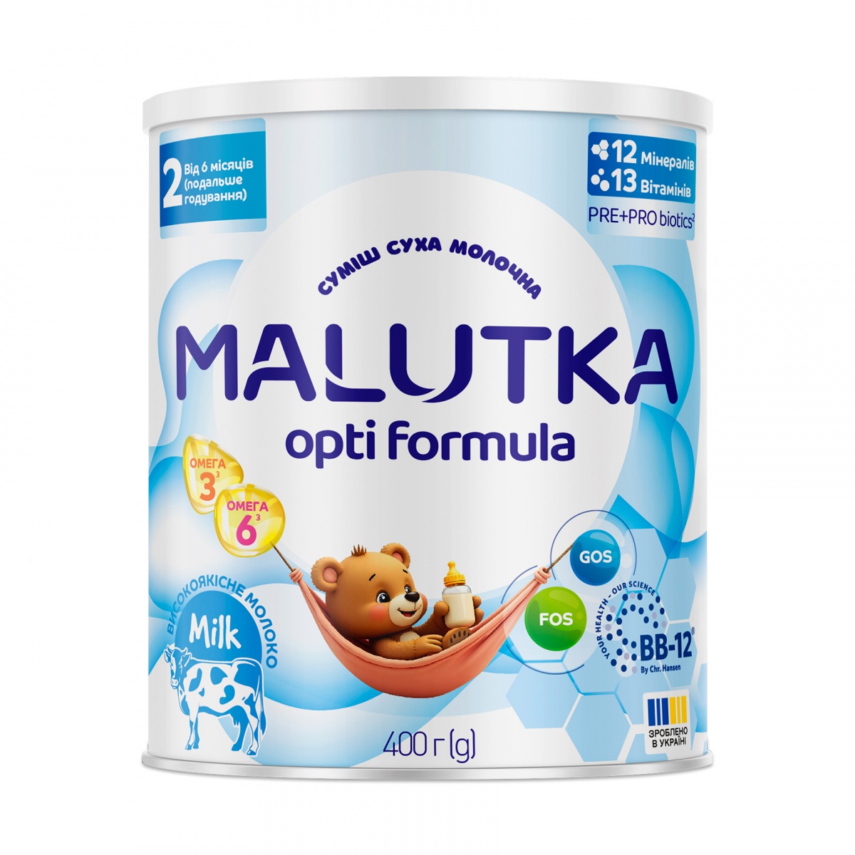 Суха молочна суміш Малютка Хорол MALUTKA Opti Formula-2 від 6 місяців 400 г — фото 1
