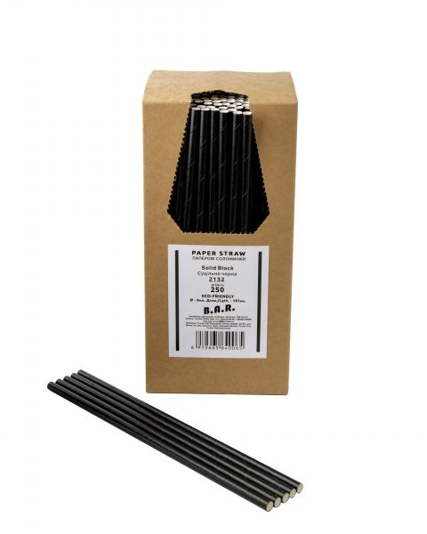 Трубочки для коктейлей B.A.R Трубочка бумажная черная 6 мм