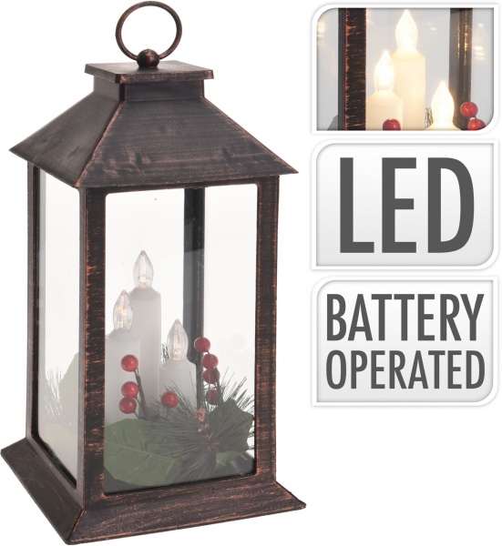 Фонарь декоративный со светодиодной подсветкой черный 14х14х29 см 