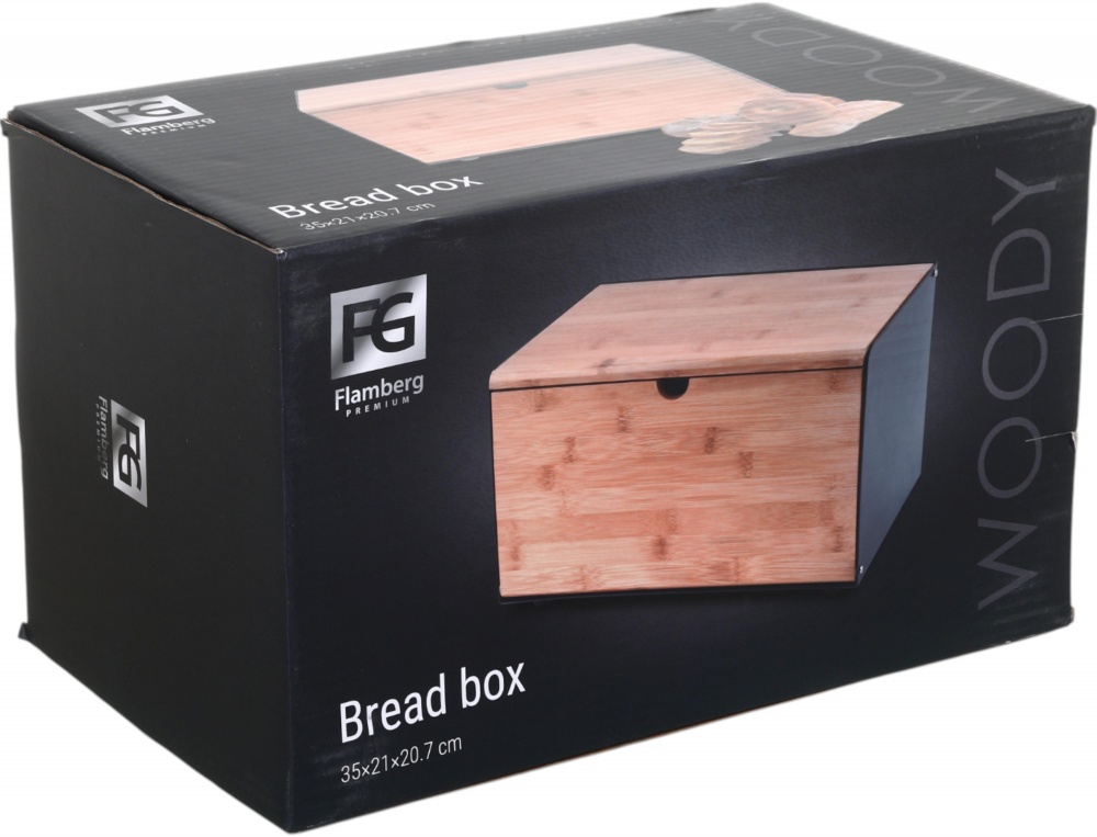 Хлібниця Flamberg Premium Woody 35x21x20,7 см чорний