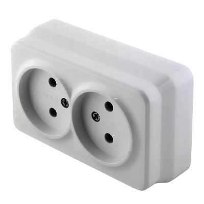 Розетка Gunsan Misya подвійна без заземлення срібло