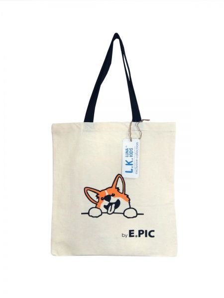 Сумка женская Luna Kids Корги 42х38 см молочный 