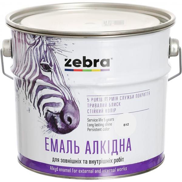 Емаль ZEBRA алкідна ПФ-116 серія Акварель 820 сріблястий глянець 0,8кг