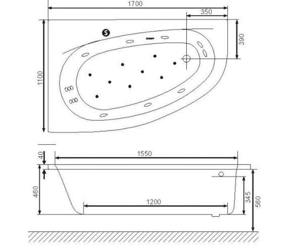 Ванна акриловая EXELLENT Kameleon 170х110 см левая без ножек WAEX.KML17WH