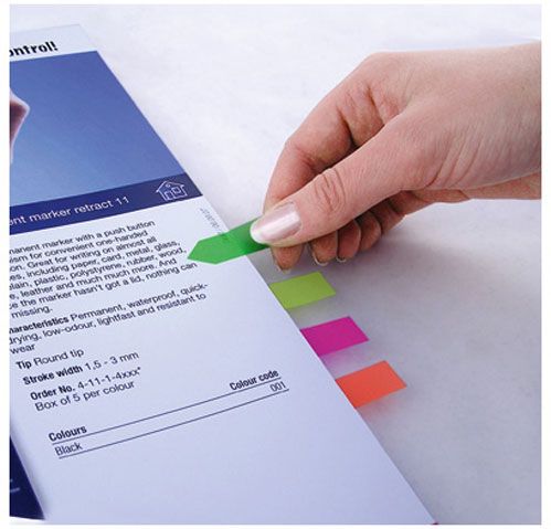 Стикер-закладка 5x12x50 мм 125 шт. стрелки неоновые цвета 2440-02-A Axent