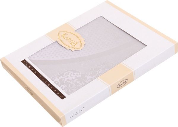 Скатерть Caramel овальная 160x220 см серый Karna 