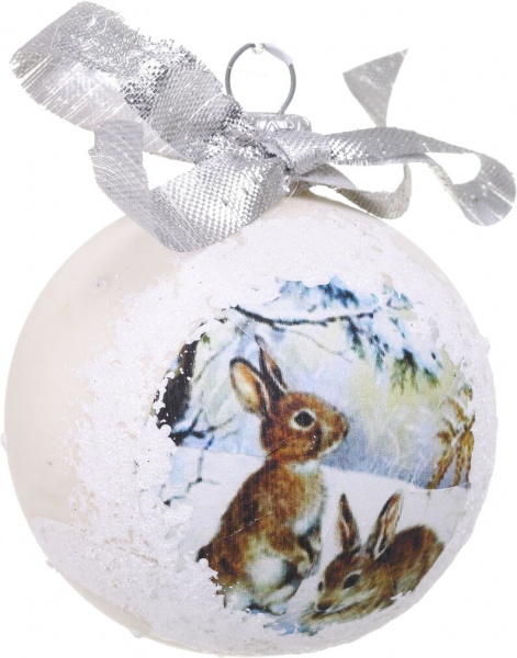 Шар новогодний символ года декупаж d 60 мм в ассортименте