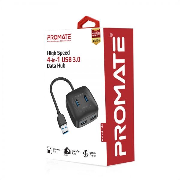 USB-хаб Promate EzHub-4S 4xUSB 3.0 Black