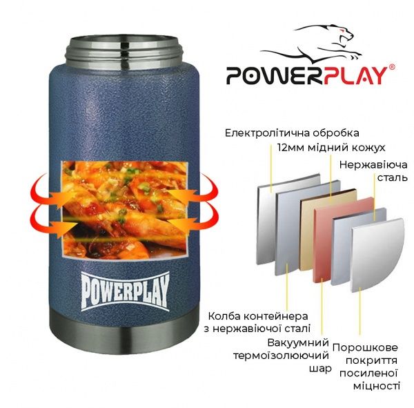 Термос для еды 9002 750 мл синий PowerPlay