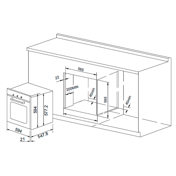 Духовой шкаф Pyramida F 67 EP 70 GBL