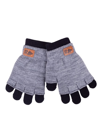 Варежки YO! олень р.18 черный с серым 