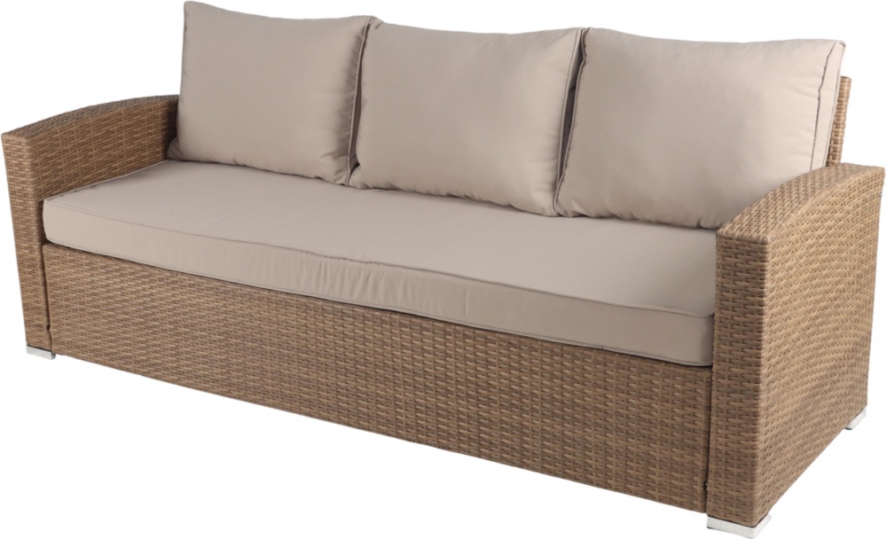 Комплект меблів Indigo зі штучного ротангу ОЛІВІЯ (стіл-трансформер 140x80см + тримісний диван + 2 крісла ) бежевий