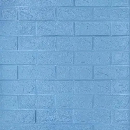3D-панель з ПВХ самоклеюча цегла блакитна 700х770х3 мм 