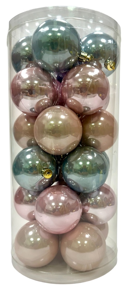 Шар новогодний пастель 24 шт 6 см мульти