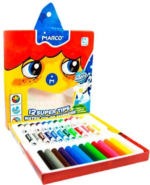 Набор фломастеров Super Washable 12 цветов 1630-12CB Marco