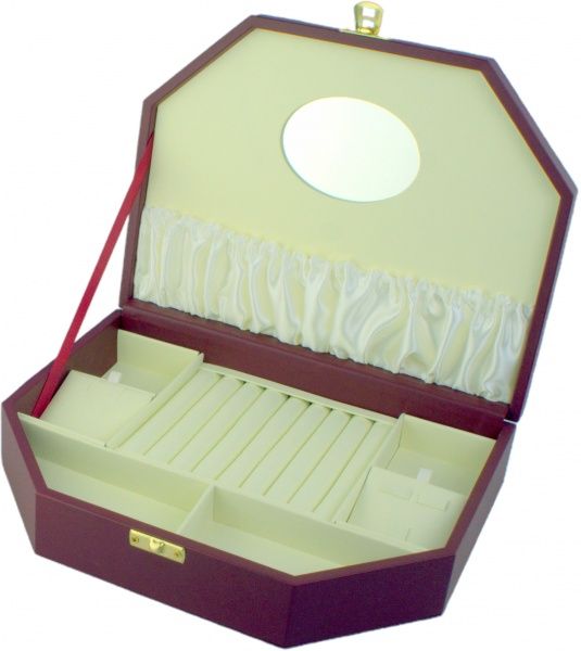 Скринька для прикрас з мякою кришкою Афіна бордо 260x195x60