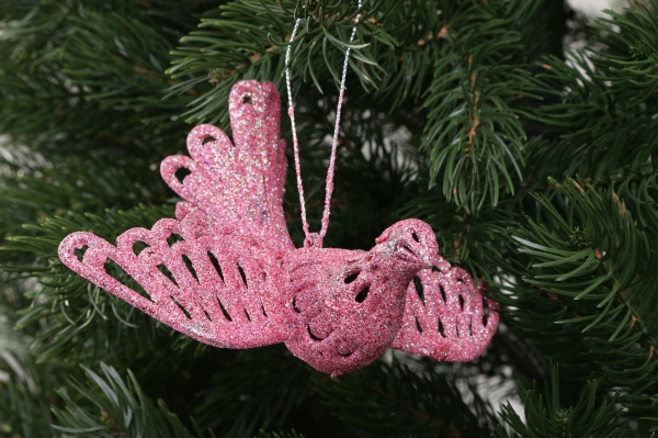 Декоративна підвіска Пташка 11,5 см HFK886P рожевий