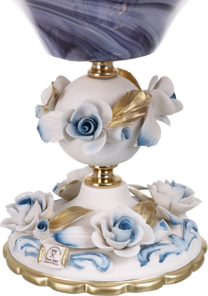 Фруктовниця синя GIGLIO ALABASTRO BLACK 46X38X25 White cristal