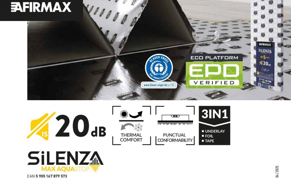 Подложка изоляционная AFIRMAX Silenza Max Aquastop 5мм/5,5 кв.м