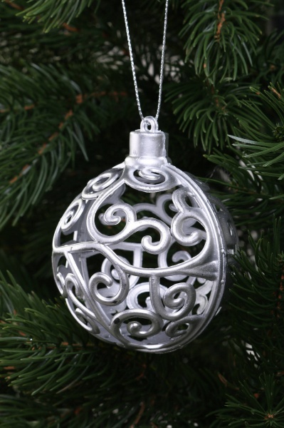 Декоративна підвіска Куля 8x9 см срібло NY21051
