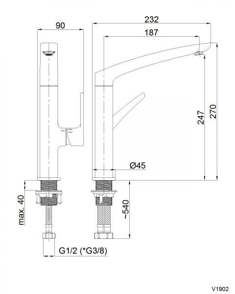 Змішувач для умивальника Rubineta високий Ultima-33 UL30008