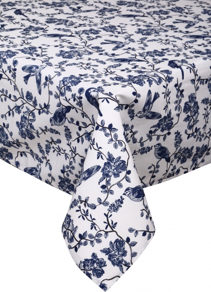 Скатерть Fama 140x180 см белый с синим Luna 