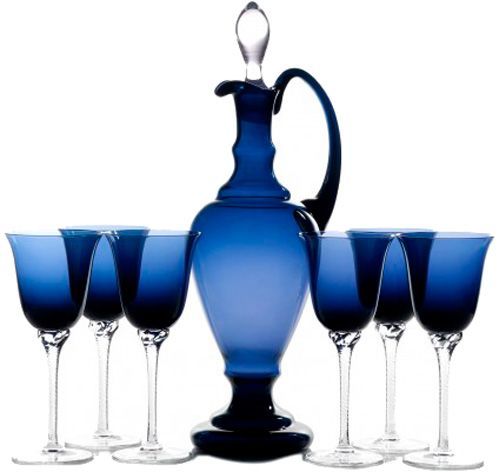 Набор для вина Lily Cobalt (бокалы+графин) 220 мл 7 шт. Bohemia 