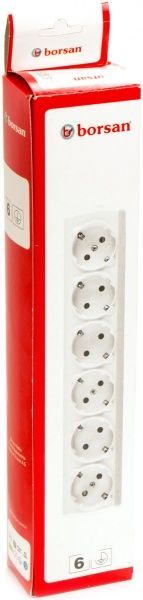Колодка Borsan із заземленням 6 гн. білий BR-1556-0 