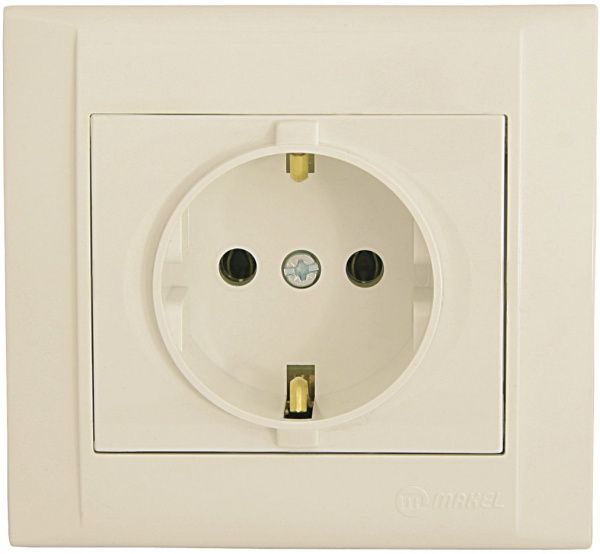 Розетка із заземленням Makel Defne без шторок кремовий 42010028