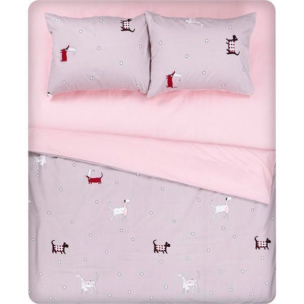 Комплект постільної білизни Doggy 2 бежевий із рожевим La Nuit 